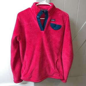 Girls Patagonia Re-Tool Snap-T Fleece Pullover in Magic Pink